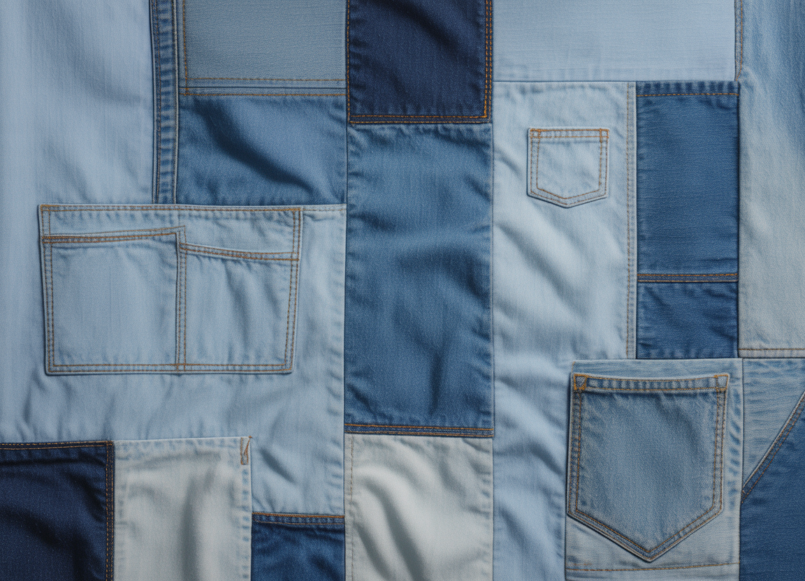Contemporary patchwork on denim