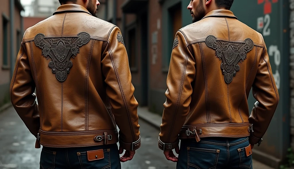 Upcycled vintage leather jacket with custom embroidery